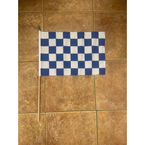Checkered Royal Blue/White large Hand Flag