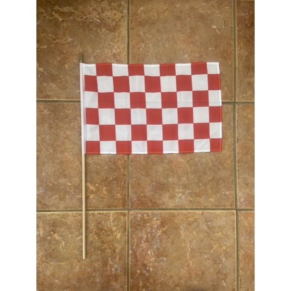 Checkered Red/White large Hand Flag