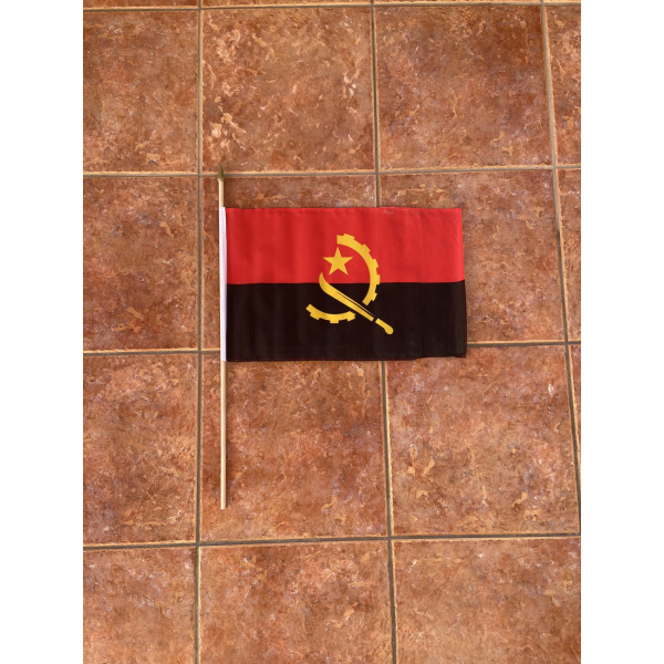 Angola large hand flag
