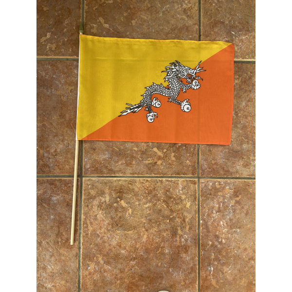 Bhutan large hand flag