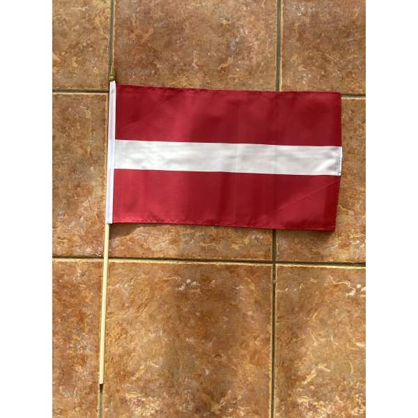 Latvia large hand flag