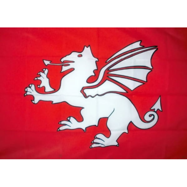 White Dragon Flag (Pendragon) hand flag