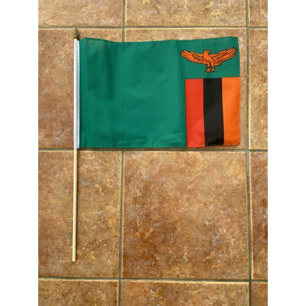 Zambia large hand flag