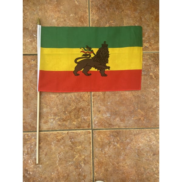 Ethiopia with Lion large hand flag