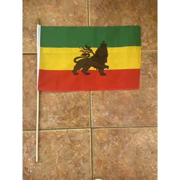 Ethiopia with Lion large hand flag