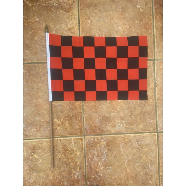 Checkered Black/Red large hand flag