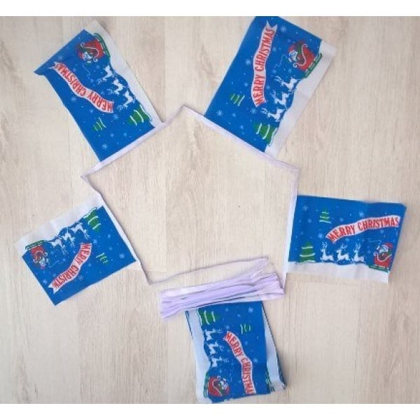 6m 20 flag Merry Christmas  (Blue) Bunting