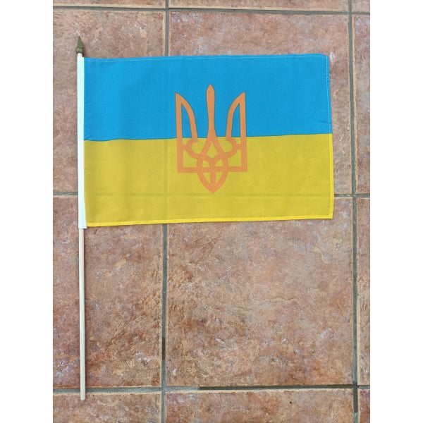 Ukraine with Trident large hand flag