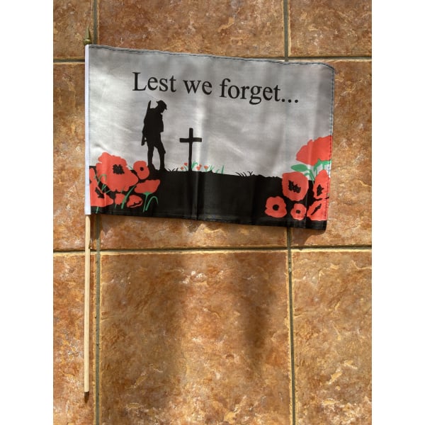 Lest We Forget large hand flag (Remembrance Day)