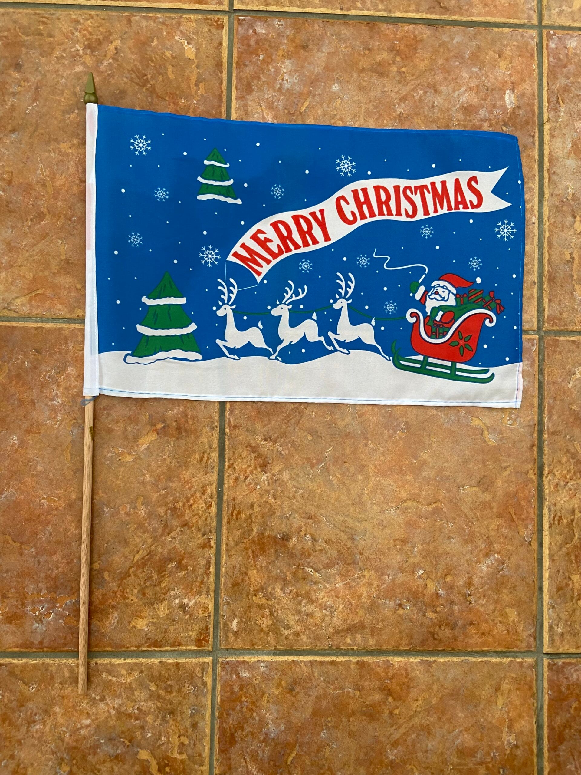 Merry christmas blue Merry Christmas Blue large hand flag - Image 1
