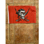 Red Skull Cross Sabres large hand flag