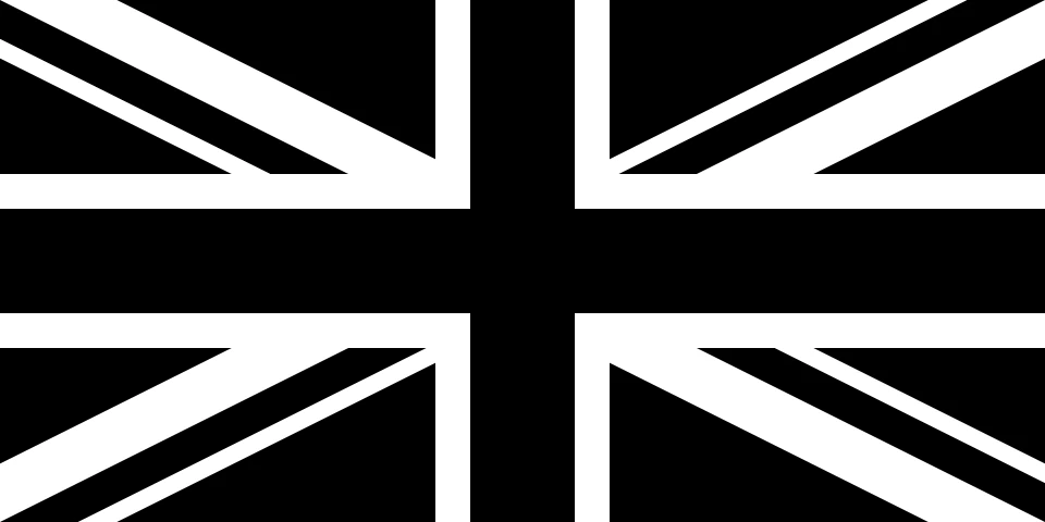Union Jack black and white Union Jack Black/White hand flag - Image 1