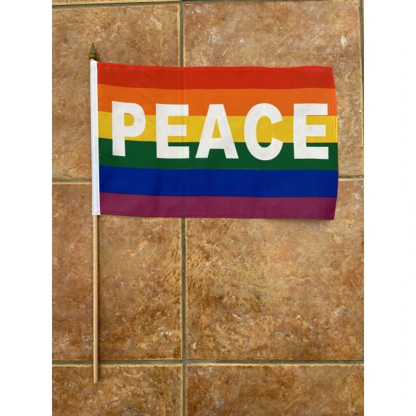 Rainbow Peace (Gay Pride) large hand flag