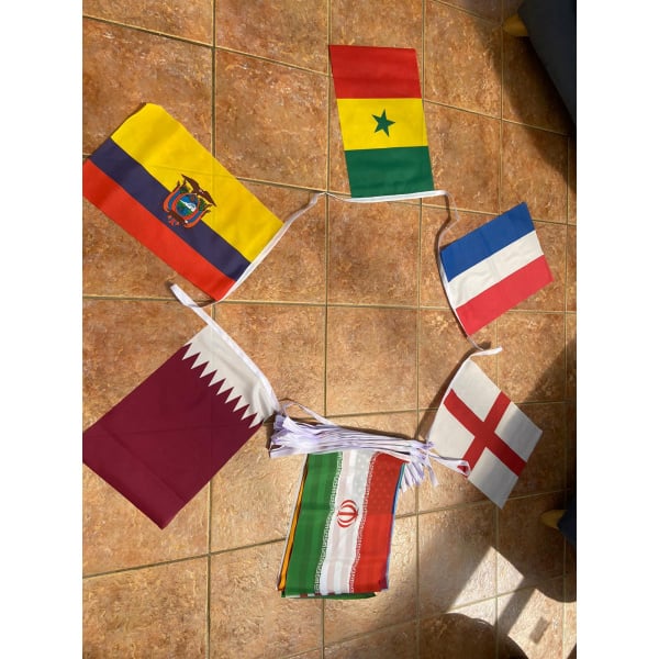 World Cup bunting including a flag from each of the 32 nations