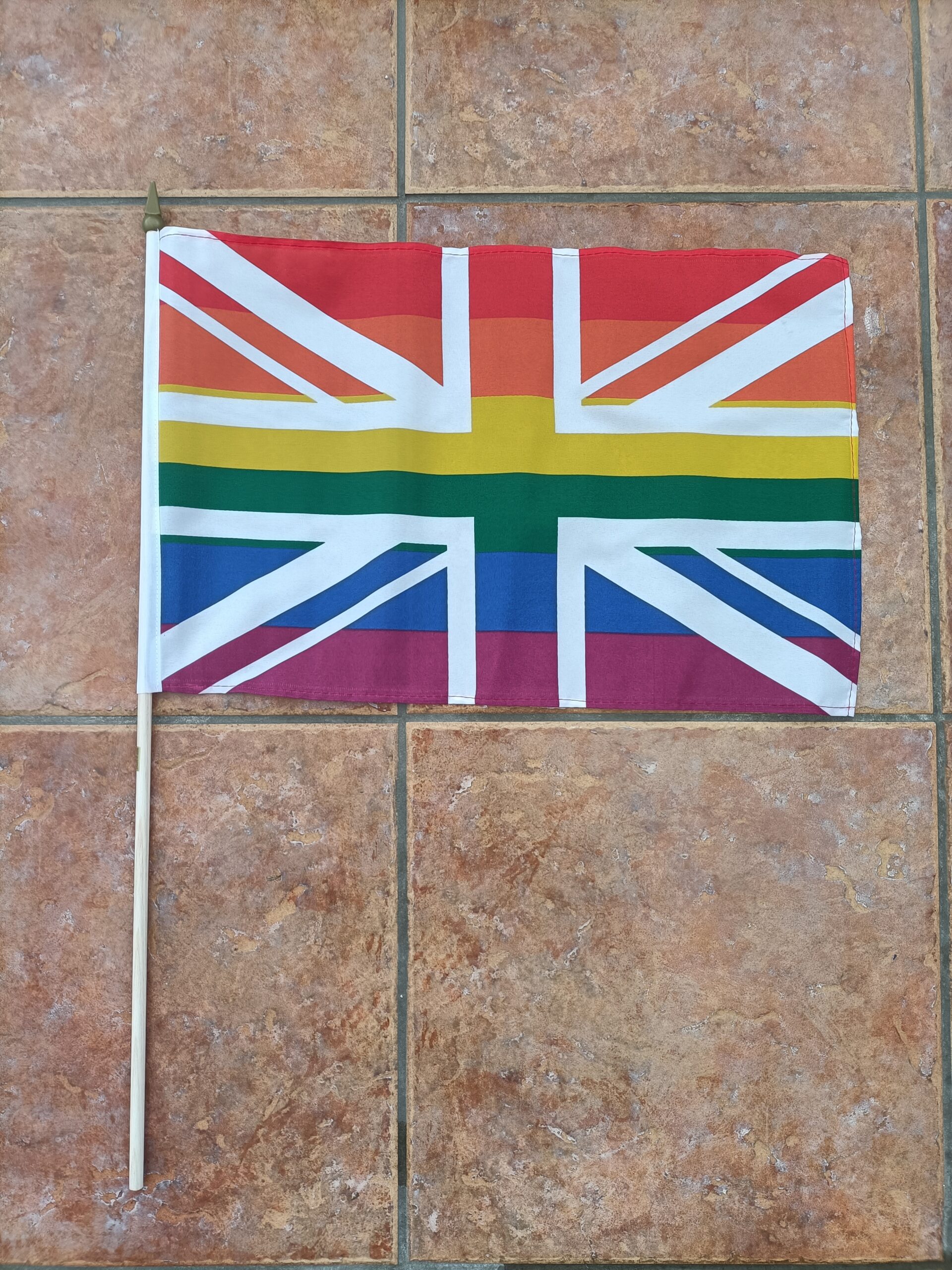 UJ Rainbow Union Jack Rainbow large hand flag - Image 1