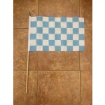Checkered Sky Blue/White large hand flag