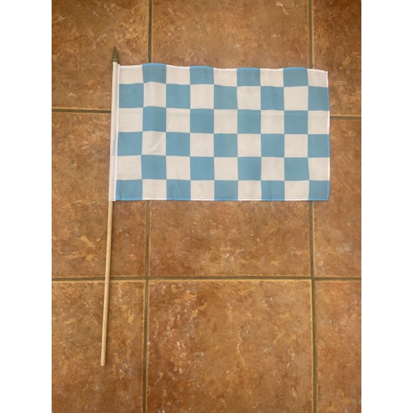 Checkered Sky Blue/White large hand flag