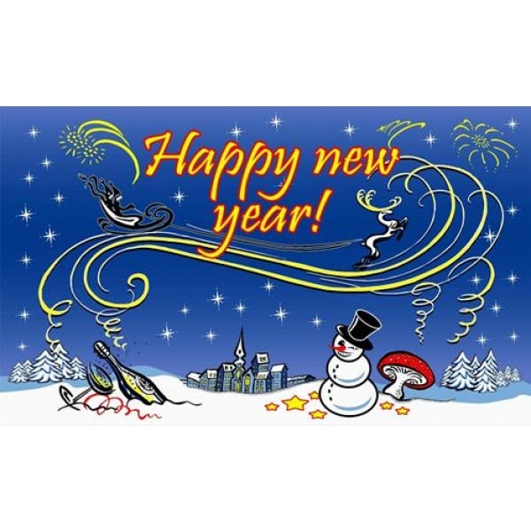 Happy New Year with Snowman 5'x3'