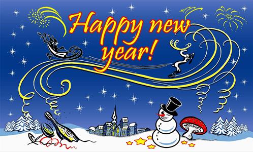 Happy New Year with Snowman Happy New Year with Snowman 5'x3' - Image 1