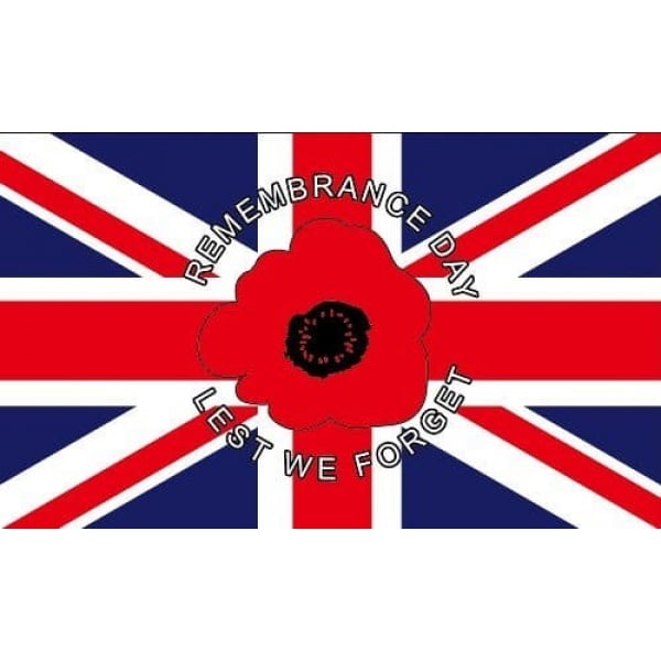 Poppy Flag (Remembrance Day) Lest We Forget new revised design 5'x3'