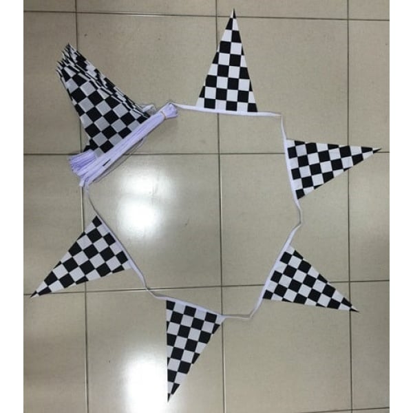 20m 50 flag 8x12 triangle Black/White checkered bunting