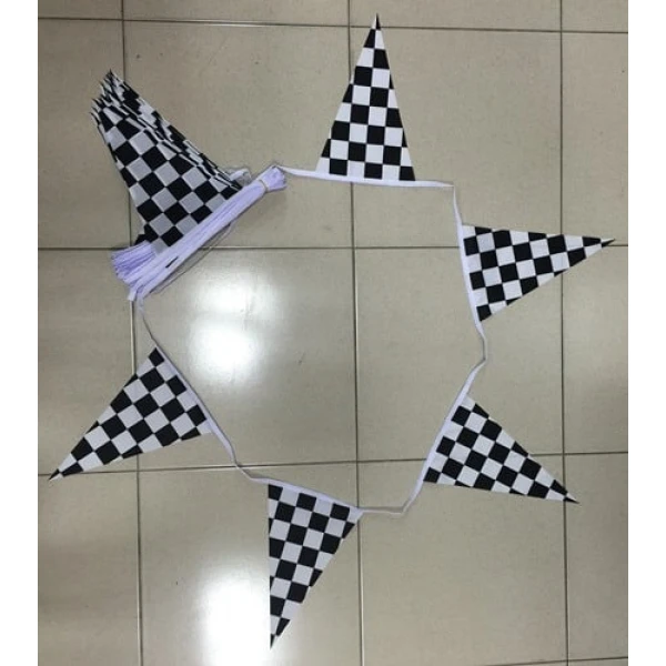 20m 50 flag 8x12 triangle Black/White checkered bunting