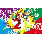 Happy 21st birthday hand flag