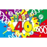 Happy 40th Birthday medium hand flag