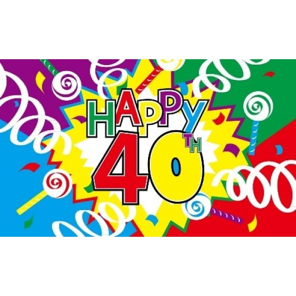 Happy 40th Birthday table flag