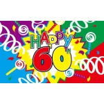 Happy 60th Birthday hand flag