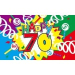 Happy 70th Birthday medium hand flag