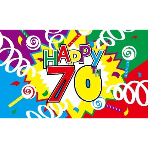 Happy 70th Birthday hand flag
