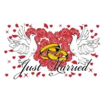 Just Married hand flag