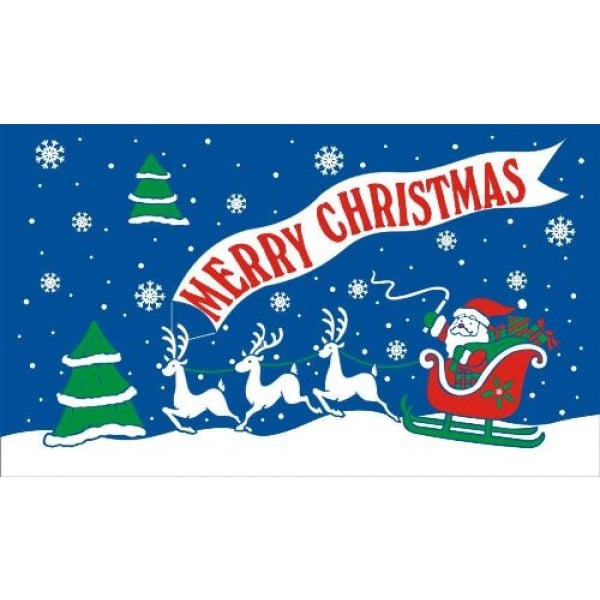 Merry Christmas Blue table flag