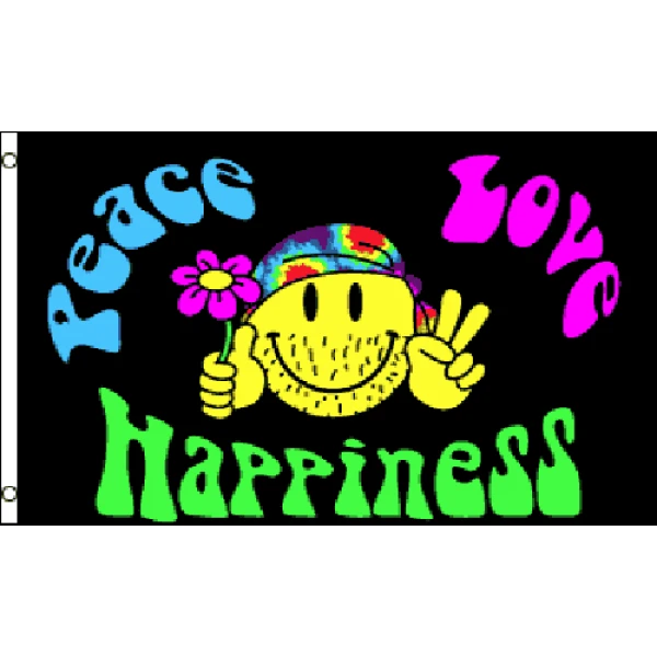 Peace, Love and Happiness hand flag