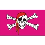 Pink Skull and Crossbones 3'x2'