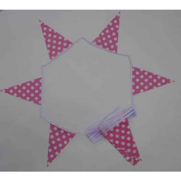 20m 54 flags 8"x12" polka dot pink/white  bunting