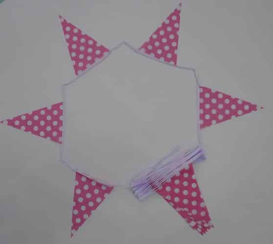 pink+white polka dot bunting 20m 54 flags 8"x12" polka dot pink/white bunting - Image 1