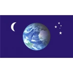 Planet, Moon and Stars 5'x3'