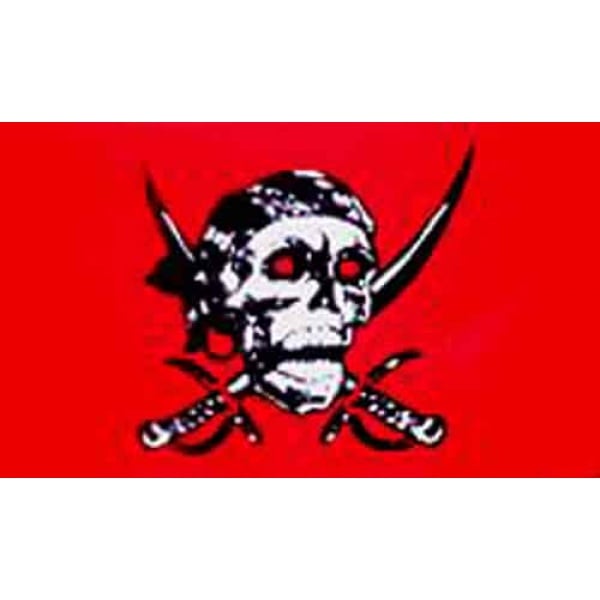 Red Skull and Cross Sabres Hand Flag