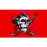 Red Skull with Cross Sabres Table Flag