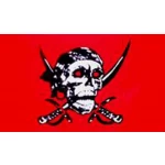 Red Skull with Cross Sabres Table Flag