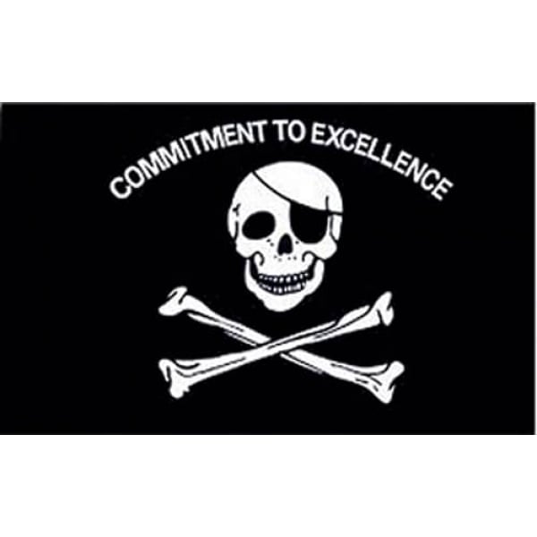 Skull Commitment to Excellence hand flag