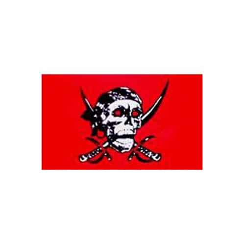 skull-red-with-4de7639514239 Red Skull Cross Sabres "Jolly Rouge" 5'x3' - Image 1