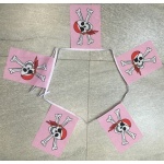 6m 20 flag Skull & Crossbones Pink Pirate bunting