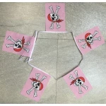 6m 20 flag Skull & Crossbones Pink Pirate bunting
