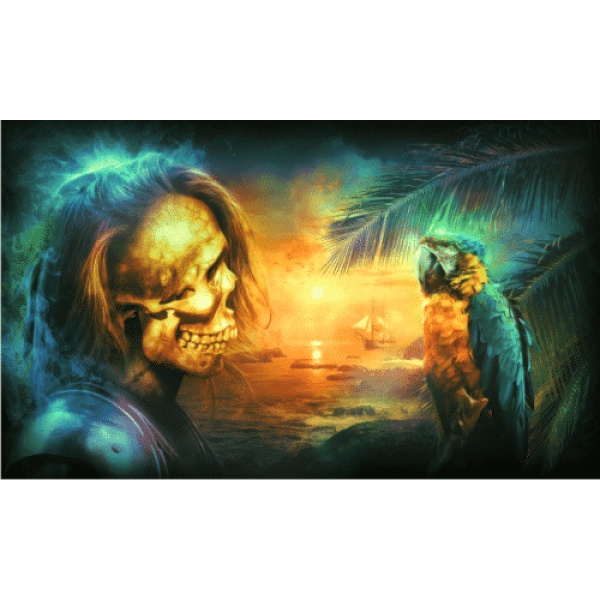 Skull and Parrot Flag 5'x3' (digital print)