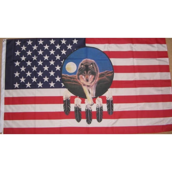 USA Feather Wolf 5'x3'