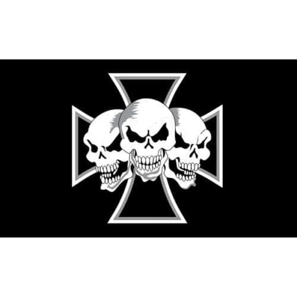 Iron Cross 3 Skulls 5'x3'