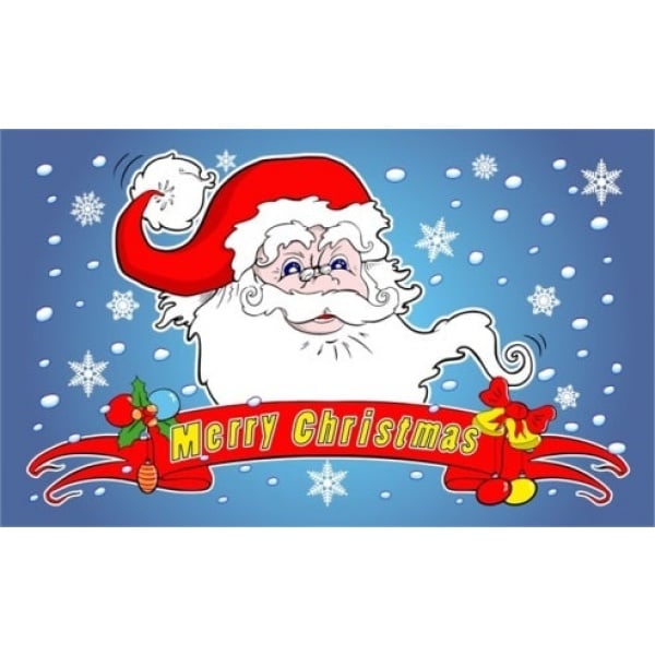 Merry Christmas Santa Blue 5'x3'